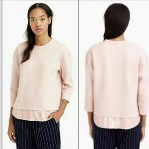 J. Crew Blush Pink Sequin-Trim Sweatshirt B7027 S Small